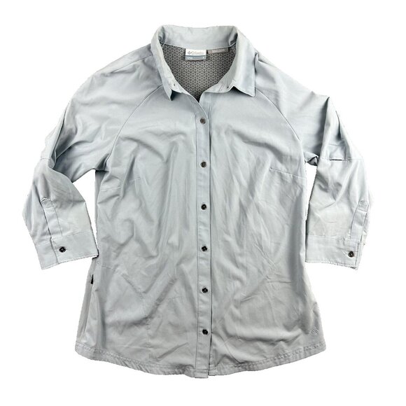 Columbia Tops - Columbia Womens S Omni-Wick Advanced Evaporation Blue Roll Sleeve Button Up Top